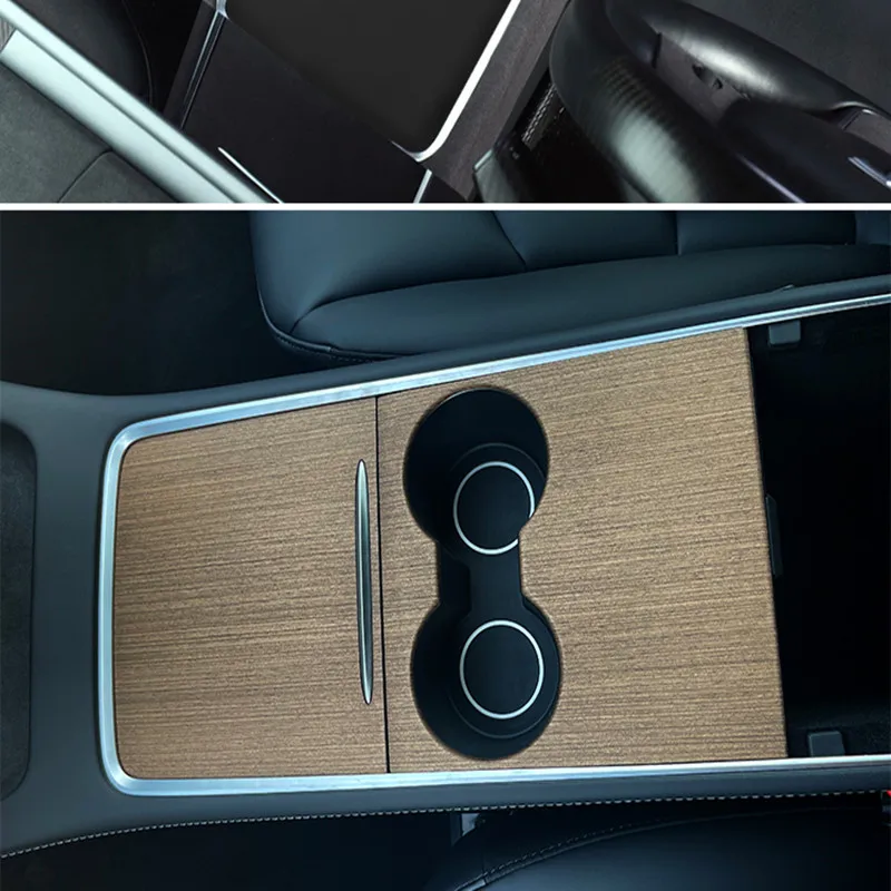 1Car Central Control Panel Sticker For Tesla Model 3 2021 Accessories Interior Protective For Tesla Model Y Three Wood Console