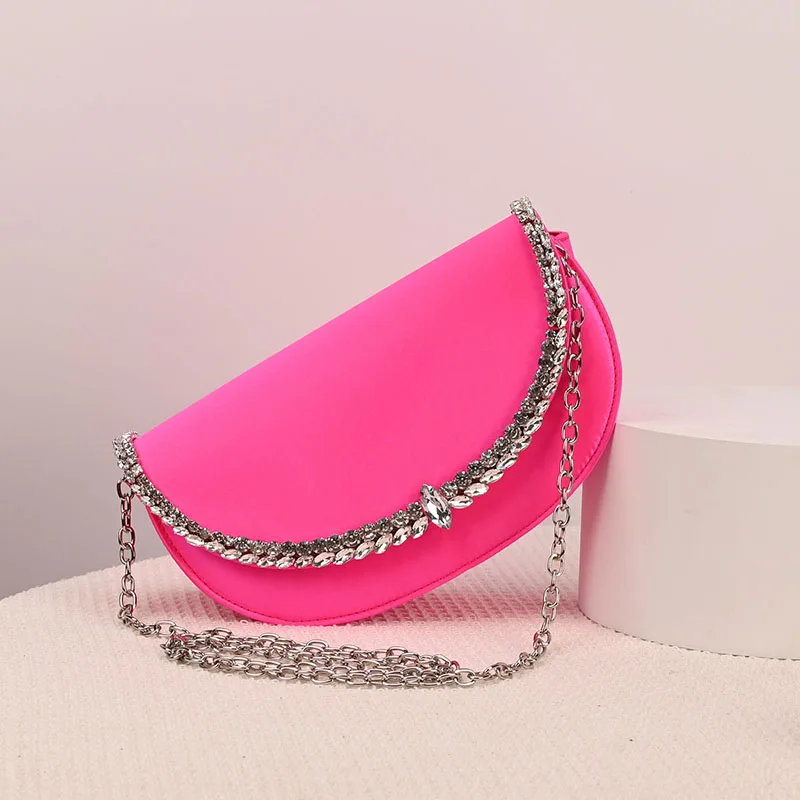 

Luxury Diamond Handbag Silk Shoulder Bag Bling Bucket Bag Handbag Evening Bag Women Clutch Party Messenger Bag For Ladies