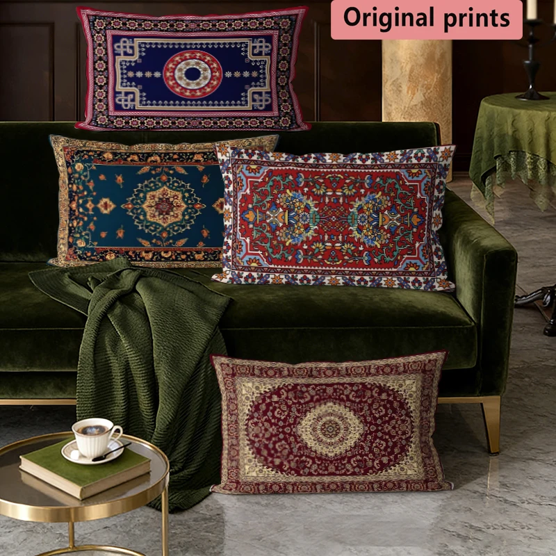 Vintage Persian Rug Style Pillow Covers Suitable For Sofa Bedroom Car Pillow Cover Cushion Rectangular Back Cushion