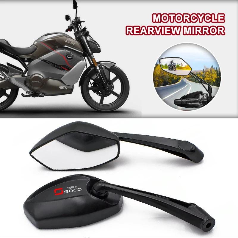 1 Pair 10mm 8mm Motorcycle Side Rearview Mirrors Wide Angle Adjustable For Super Soco CUx TS TC TCmax CPx TSx TCmax CT-3 Titan