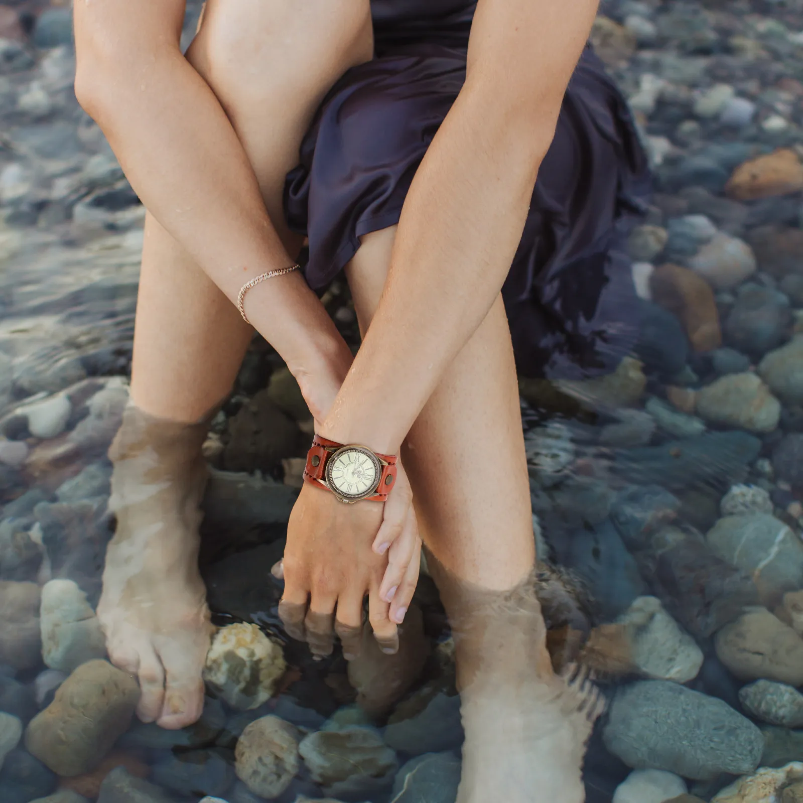 

1 шт. кварцевые наручные часы в винтажном стиле с римскими цифрами, ретро-браслет, удобные, модные, повседневные женские часы, оранжевые