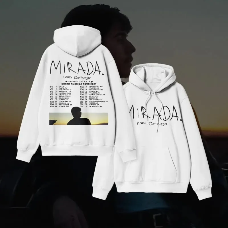 Bluza unisex z nadrukiem Mirada Tour, luźny krój, luksusowa, wysokiej jakości, na jesień i zimę 2025, dla kobiet i mężczyzn, styl Y2k.