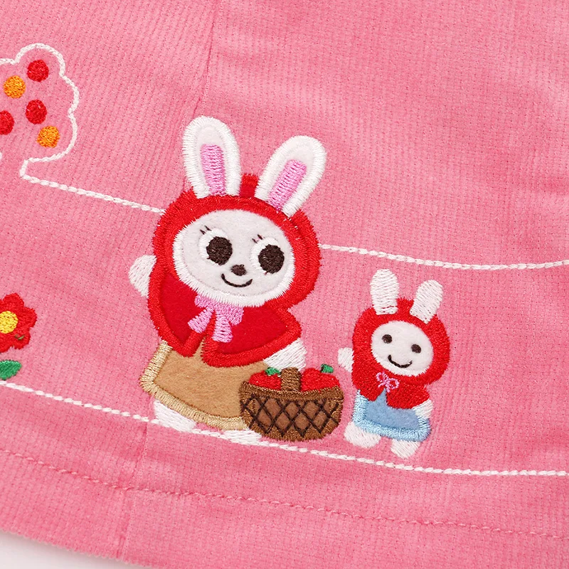 Spring and Autumn Girls\' Strap Dress Cartoon Rabbit Corduroy Dresses Baby Skirt Vestidos Cortos Robes Korean Kids Clothes Girls