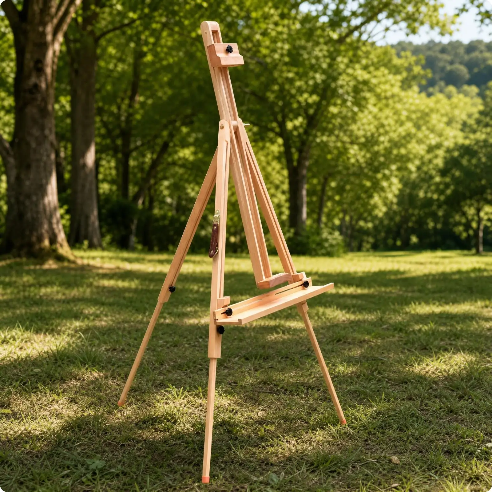 Folding Painting Easel Solid Beech Wood Adjustable Tripod with Lower Tray for Canvas Board Drawing and Sketching
