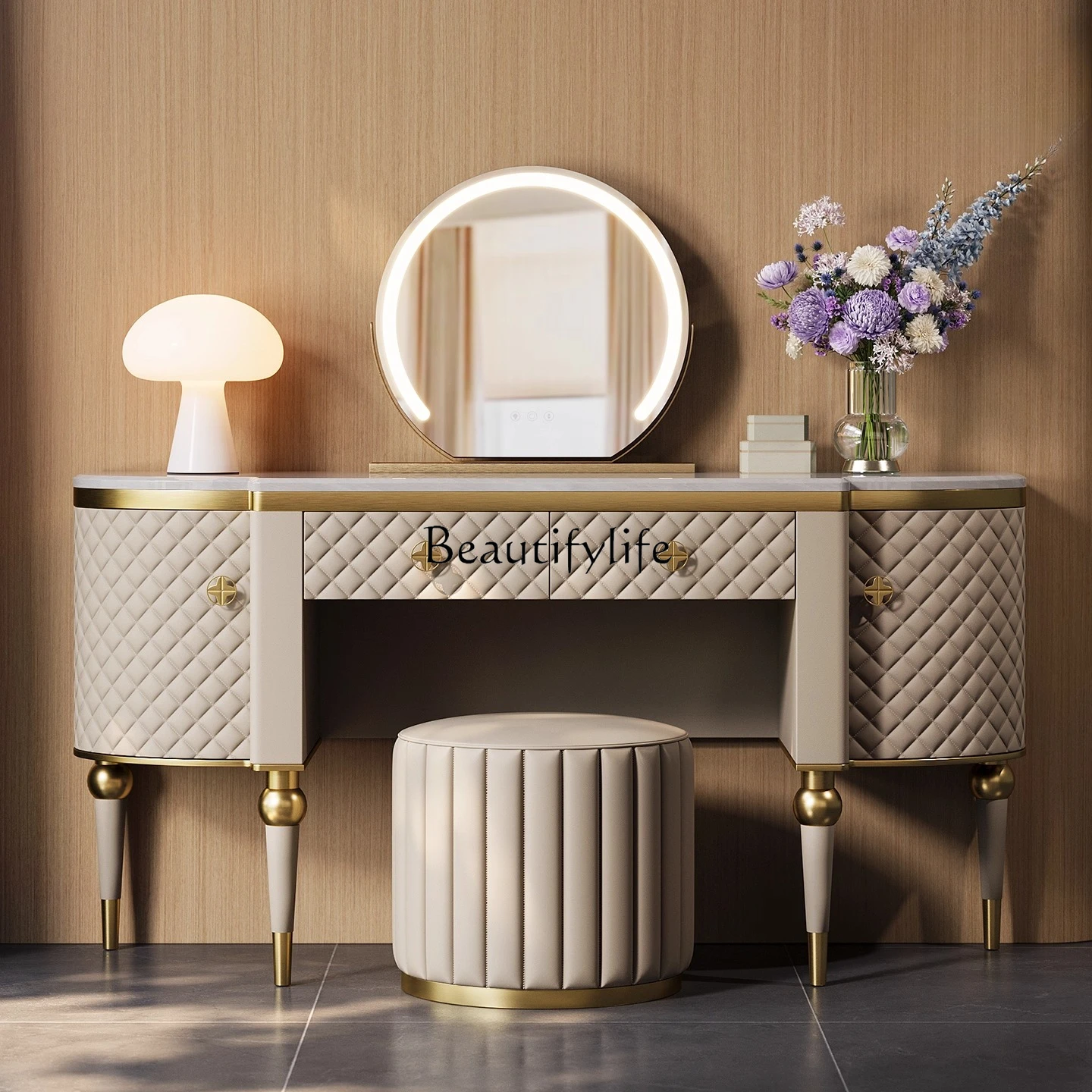 

Premium Italian light luxury dresser, post-modern high-end marble bedroom, chest, integrated makeup table
