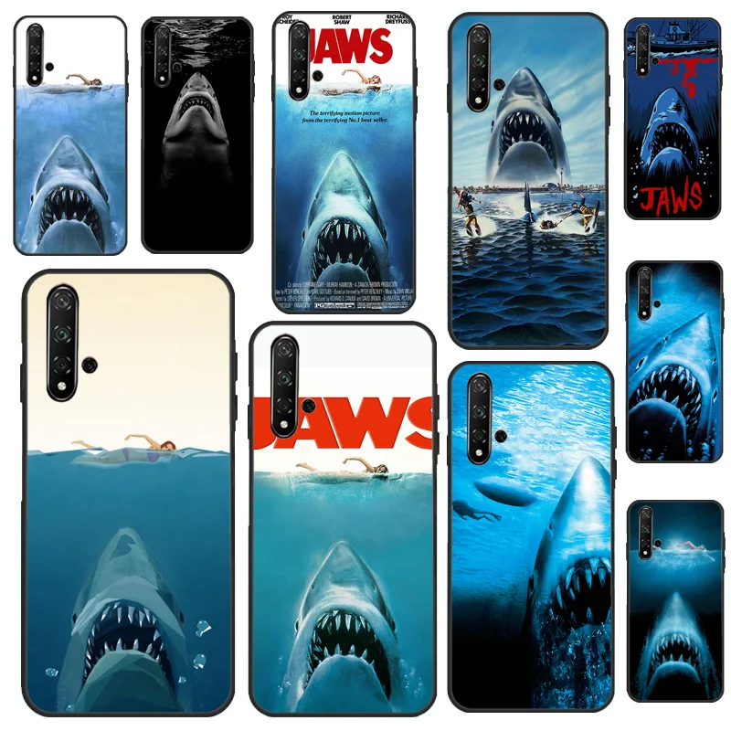 Jaws 1975 Movie Poster Case For Huawei P30 P20 P40 P60 Pro P Smart Nova 9 5T Honor Magic 5 Lite X8 X9a 50 70 Cover