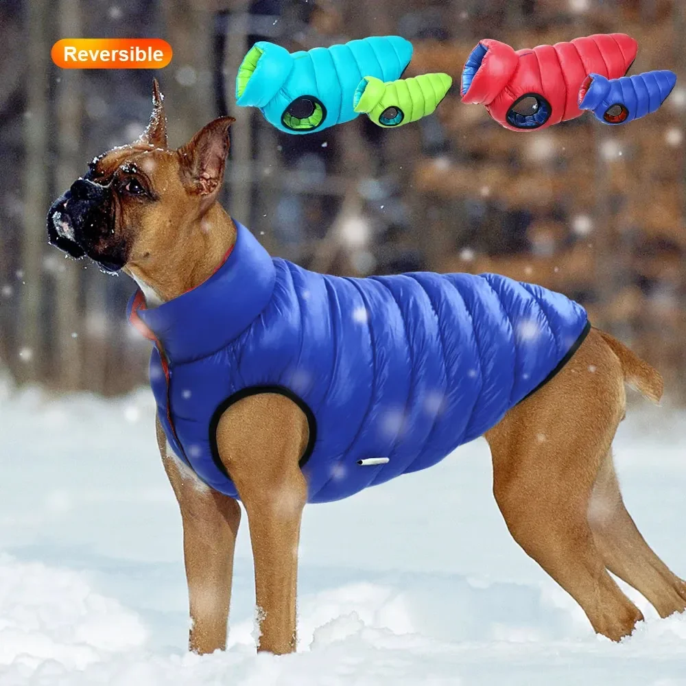 

2025Warm Winter Dog Clothes Vest Reversible Dogs Jacket Coat 3 Layer Thick Pet Clothing Waterproof Outfit For Small Large Dogs 2