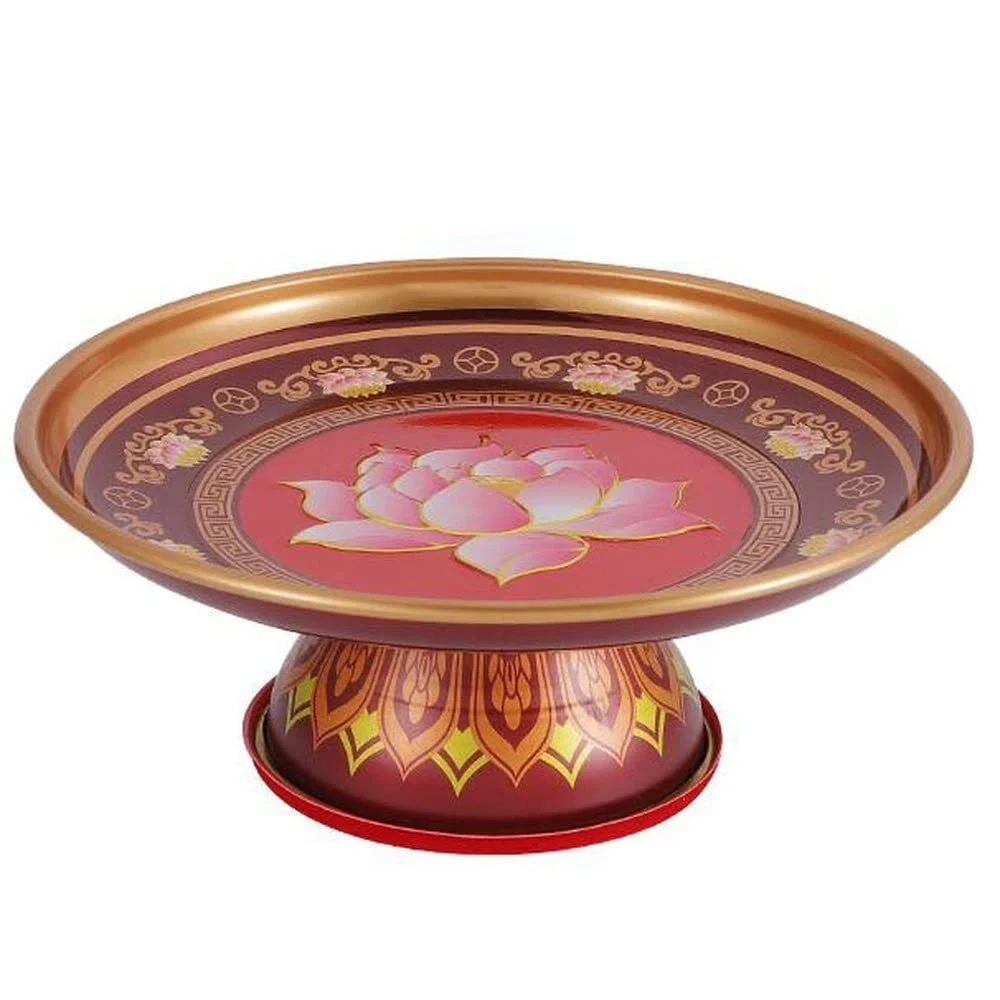 18cm Alloy Lotus Offering Plate Tribute Plate Home Buddha Fruit Plate Buddhism