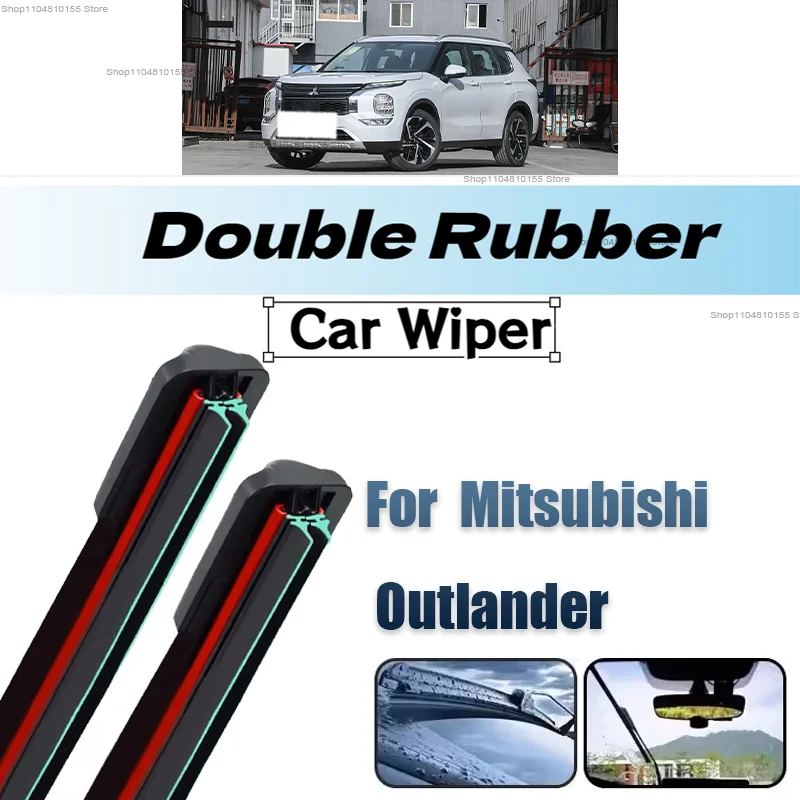 

Double Rubber Car Wipers for Mitsubishi Outlander CU ZE ZF MK1 MK2 MK3 GF GG ZJ ZK Sport Front Blade Brushes Windscreen Wiper