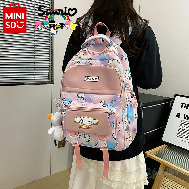 Miniso Cinnamoroll-mochila escolar de alta calidad para mujer, morral pequeño y fresco de gran capacidad, a la moda, novedad