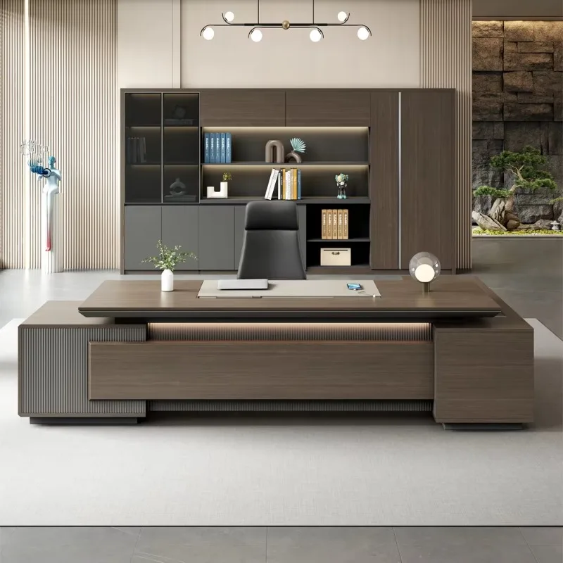 تخصيص الحديثة قابل للتعديل ارتفاع أسود مكتب Ceo L على شكل أثاث المكاتب الخشبية مكتب مكتب Ceo