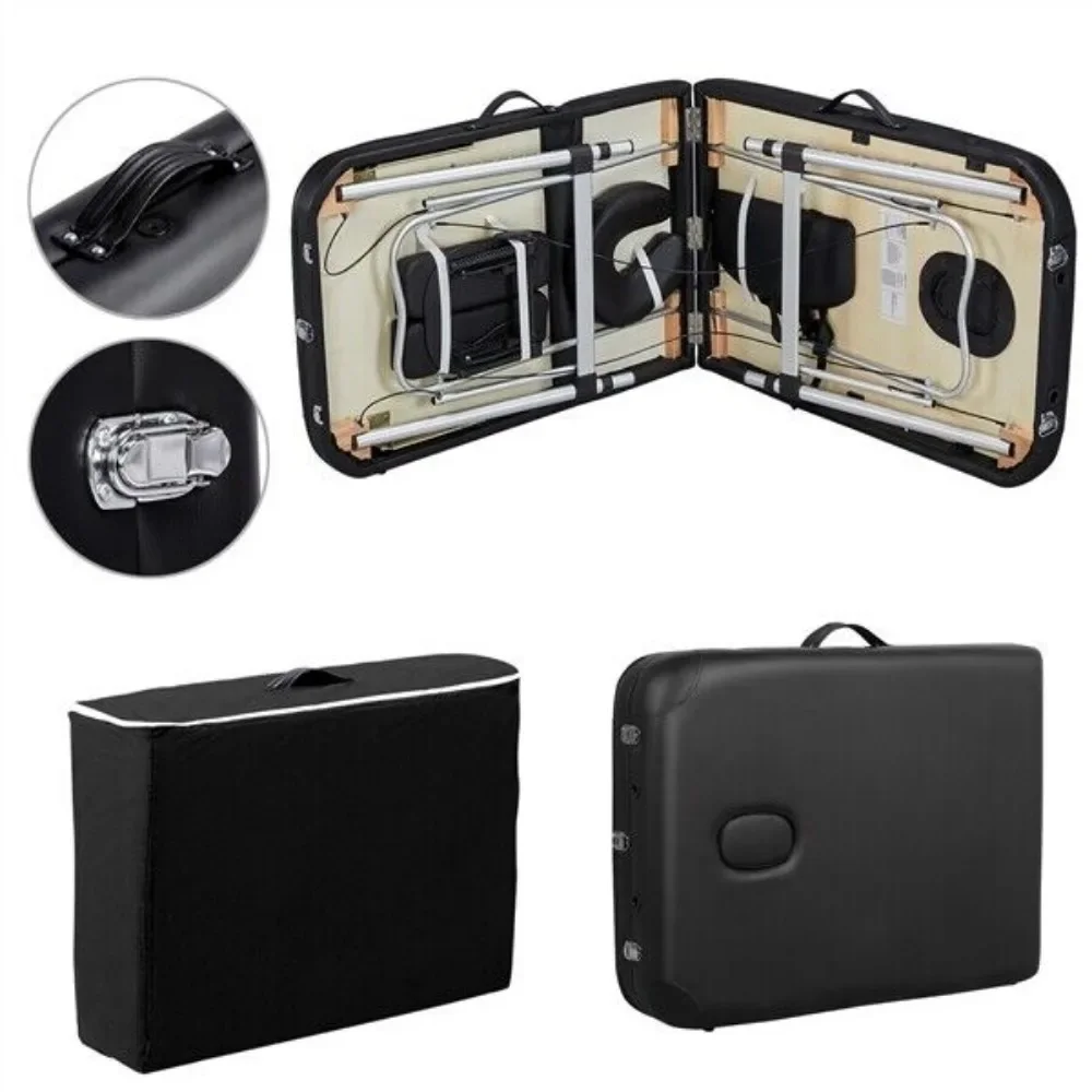 Table de massage professionnelle en aluminium, lit d'arrimage Portable réglable, 3 pliages