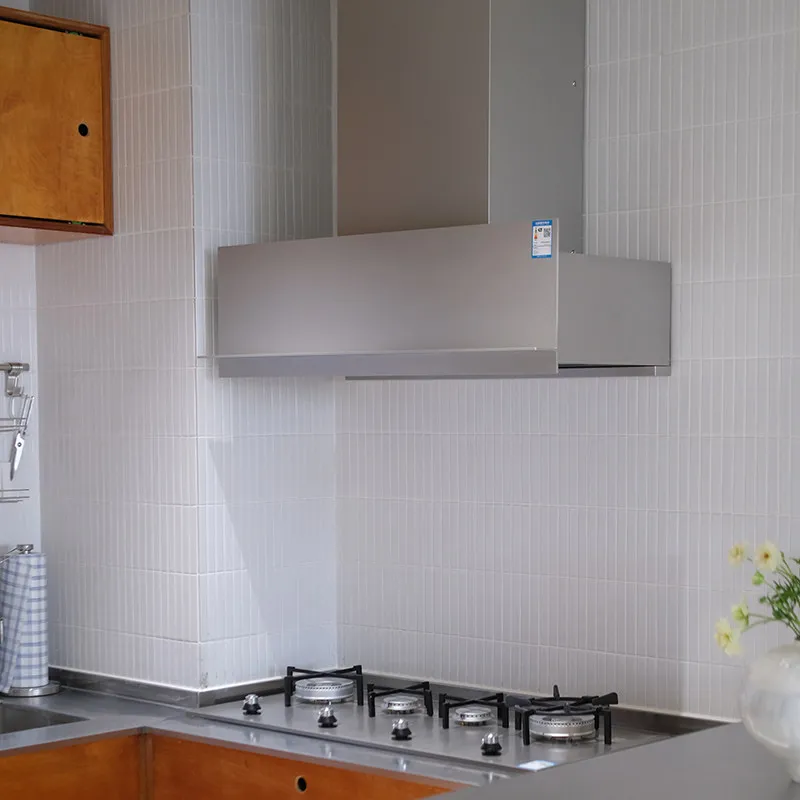 

Pure stainless steel no hanging cabinet surface mounted range hood top suction silver household lengthened 1.2 meters