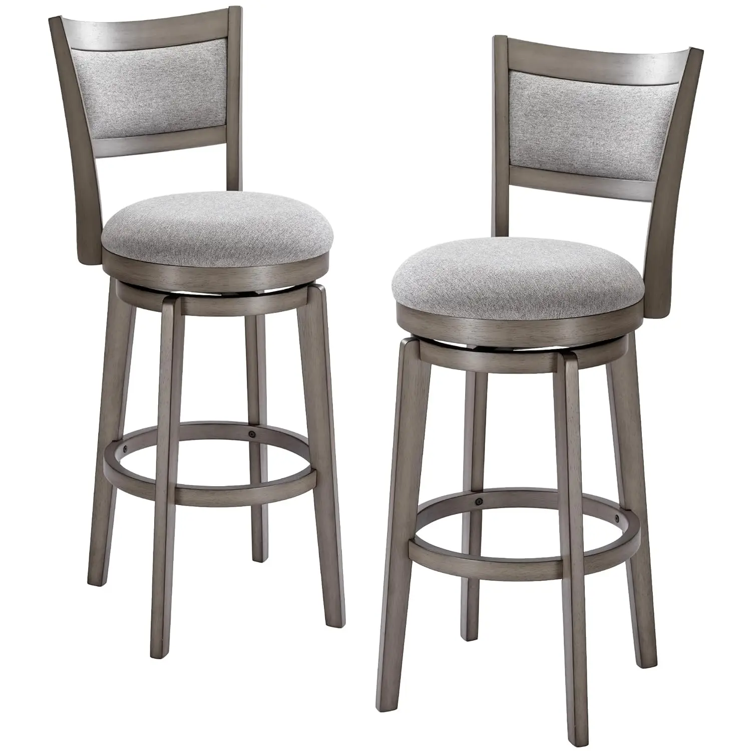 

Swivel Bar Stools Set Of 2, 30 Inch Bar Height Barstools, High Back Bar Stool With Solid Wood Legs & Wrap-Around, Customized