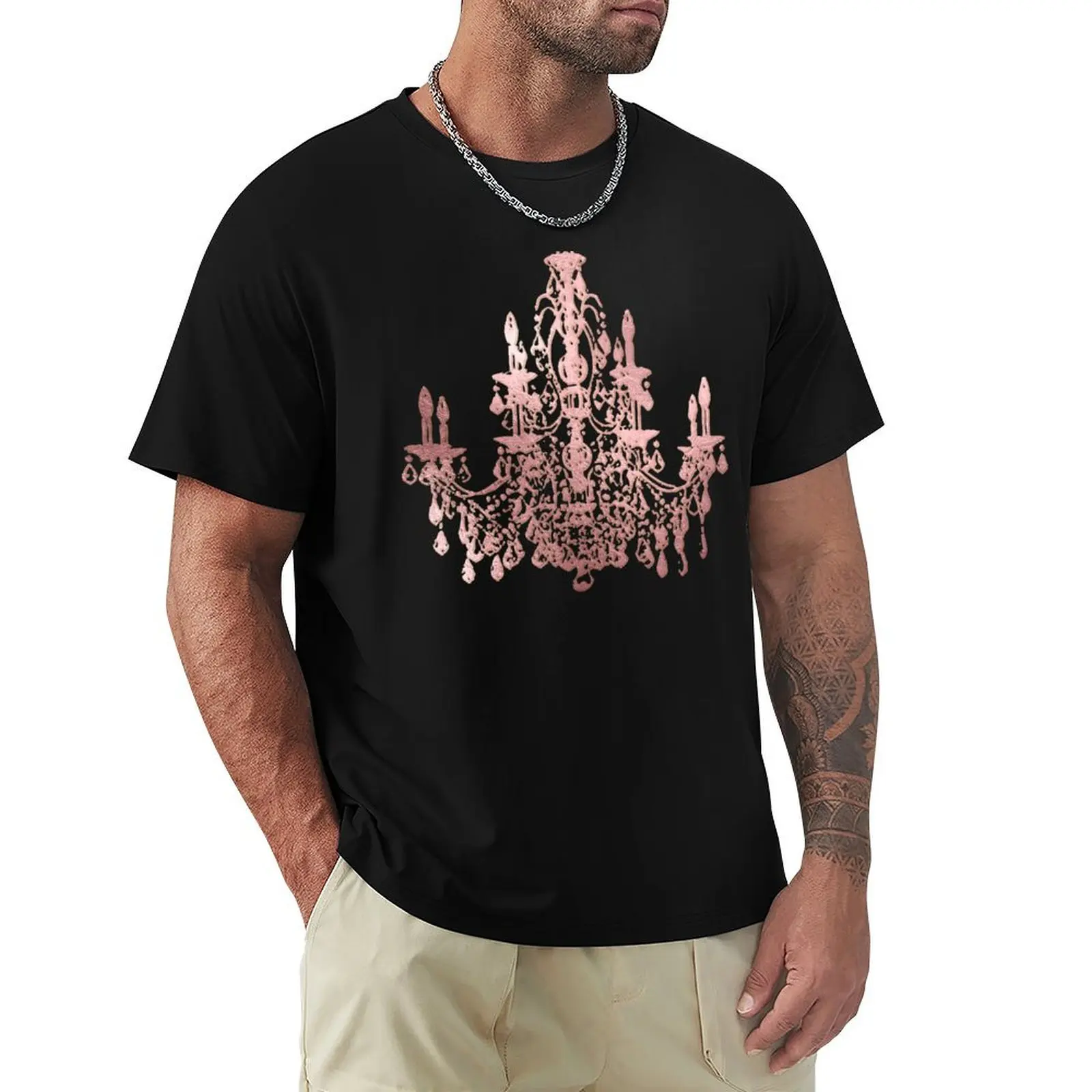 Faux Rose Gold Chandelier T-Shirt Lightweight Basic Short Sleeve Shirt