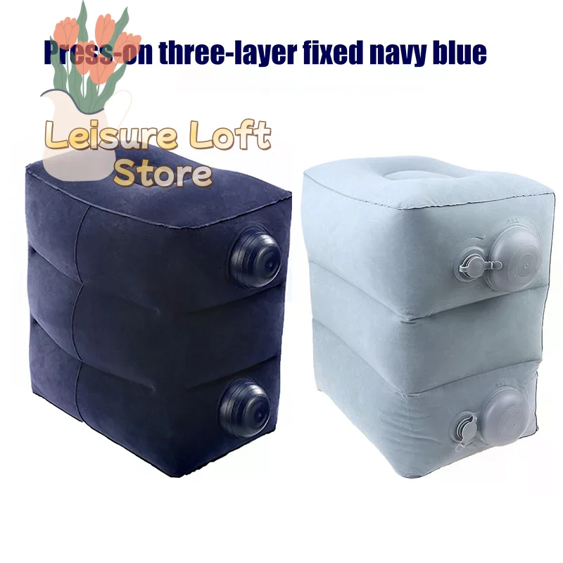 3-Level Height Adjustable Inflatable Footrest - Portable Travel Pillow for Flights, Car & Bus, Compact & Lightweight