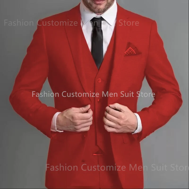 Costumes pour hommes bleu marine, coupe cintrée, Tuxedos de mariage à revers cranté, ensembles de 3 pièces, Costume d'affaires sur mesure (Blazer + pantalon + gilet)