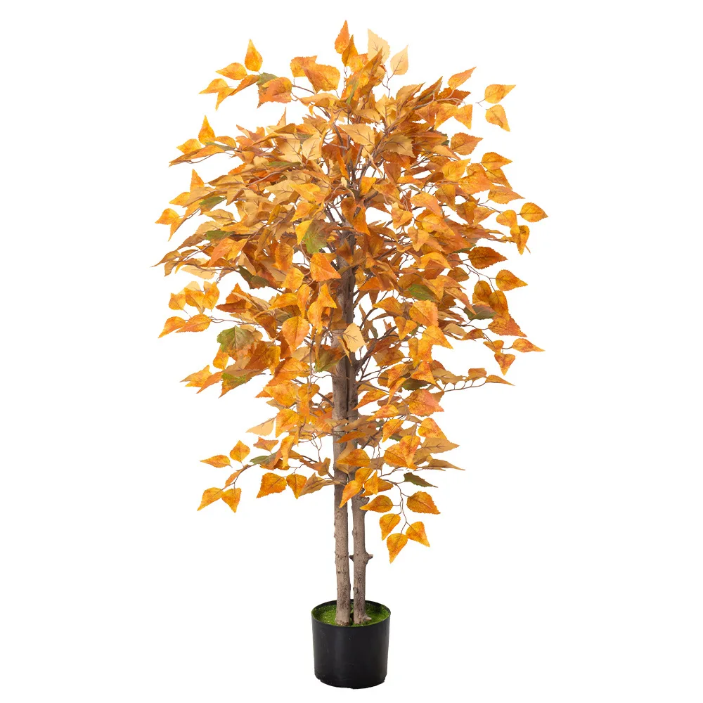 

Simulated White Birch Tree 120-160cm Potted Autumn Courtyard Decoration Plastic Green Plant Bonsai