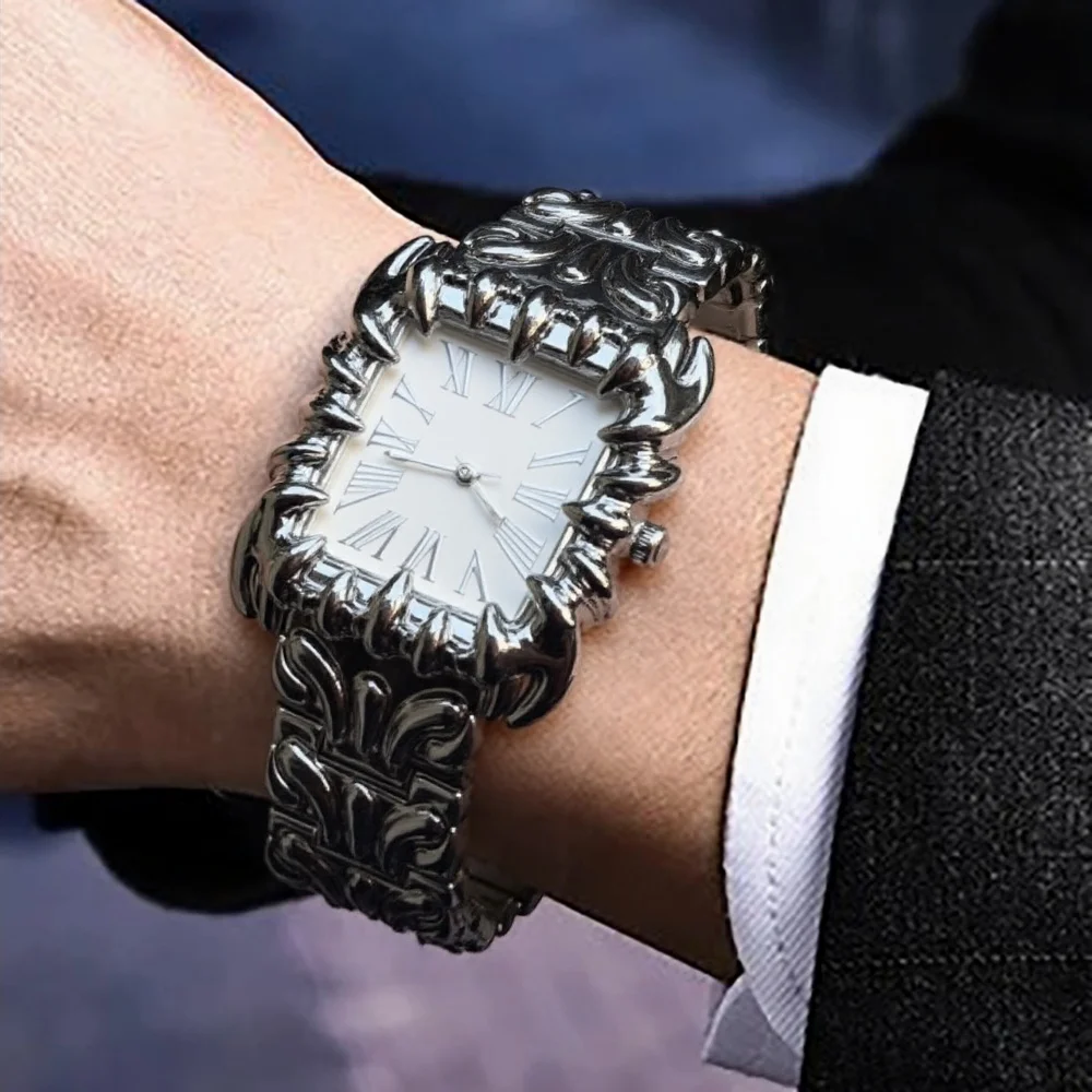 

Уникальные квадратные кварцевые часы с дизайном «Коготь Демона» для мужчин, Y2K, Alabaster Industries, креативный ретро-дизайн, мужские часы