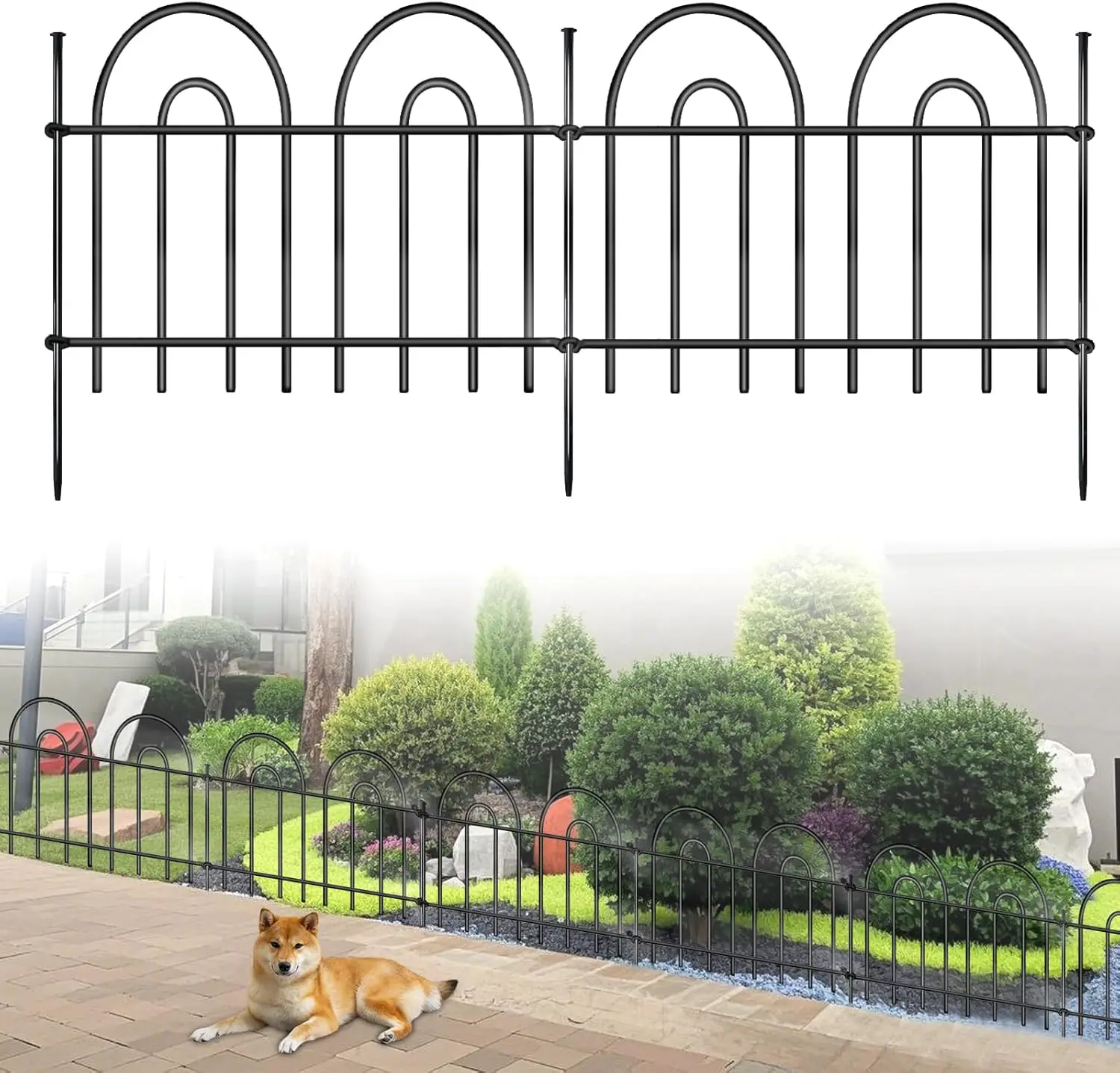 

45ft No Dig Animal Barrier Fence, 32 Panels Rustproof Metal Garden Edging for Dogs Rabbits Outdoor Yard