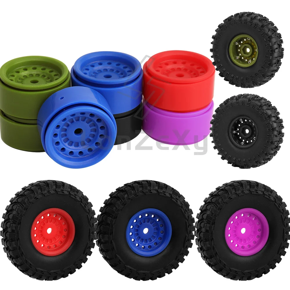 4Pcs Plastic Beadlock Wheel Rims For 1/24 1/28 Mini RC Crawler Car 29.6mm Multi-Hole Multi Color Off-Road Upgrade Hubs style D