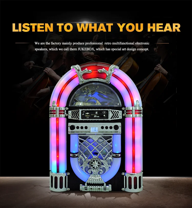 Mini BT Jukebox portátil, CD e MP3 Player, Rádio retro AUX