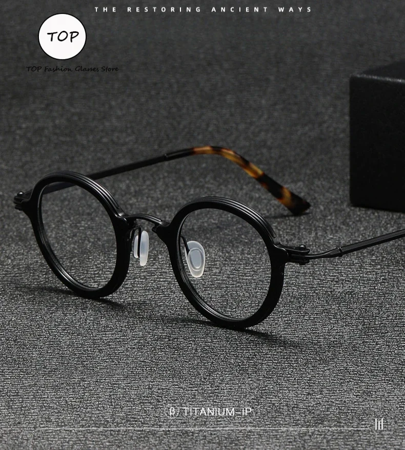 New Pure Titanium + Plate Fashion Retro Trend Anti-blue Myopia Men and Women Universal Plate Pure Titanium Glasses Frame Optics