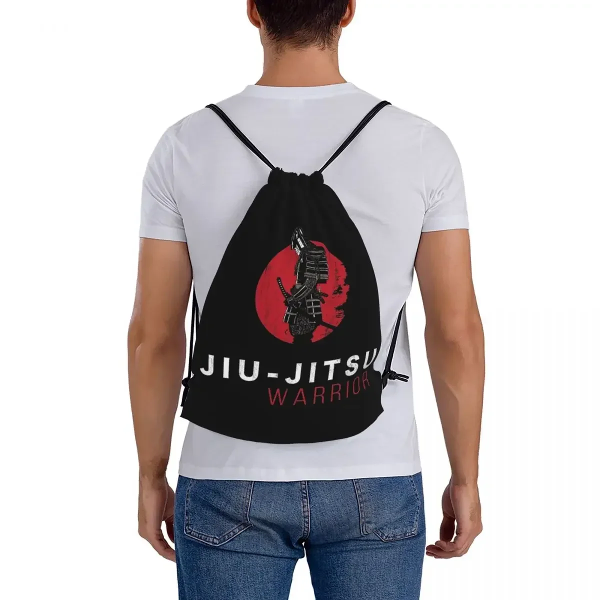 Jiu-Jitsu Warrior Japanese Bjj Gi & Black Belt Mma Backpacks Drawstring Bags Drawstring Bundle Pocket Shoes Bag BookBag