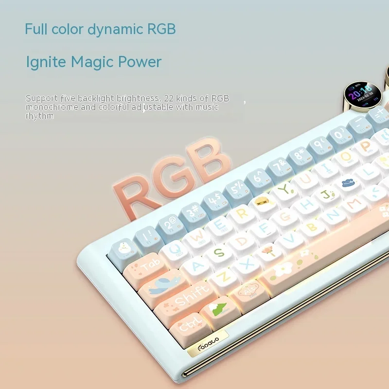 Imagem -04 - Fopato D68 Teclado Mecânico Botão Multi-funcional Teclado para Jogos sem Fio pc Gamer Win Rgb Tela Personalizada Modos