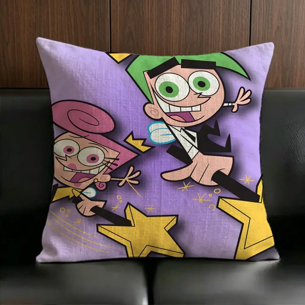 Magic Cartoon The Fairly OddParents Cushion Cover Anti-dustmite Pillowcase Invisible zipper silky short plush Sofa cushion cover