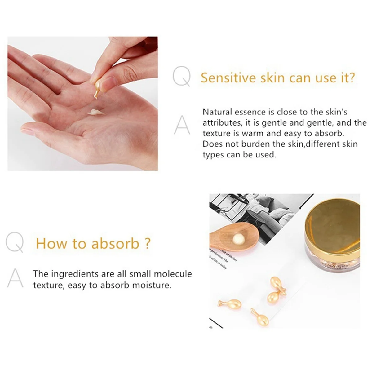 A72Z 5X ETAE 30Pcs/Bottle Hyaluronic Acid Capsules Essence Moisturizing Anti-Aging Face Serum Spot Removing Whitening Cream