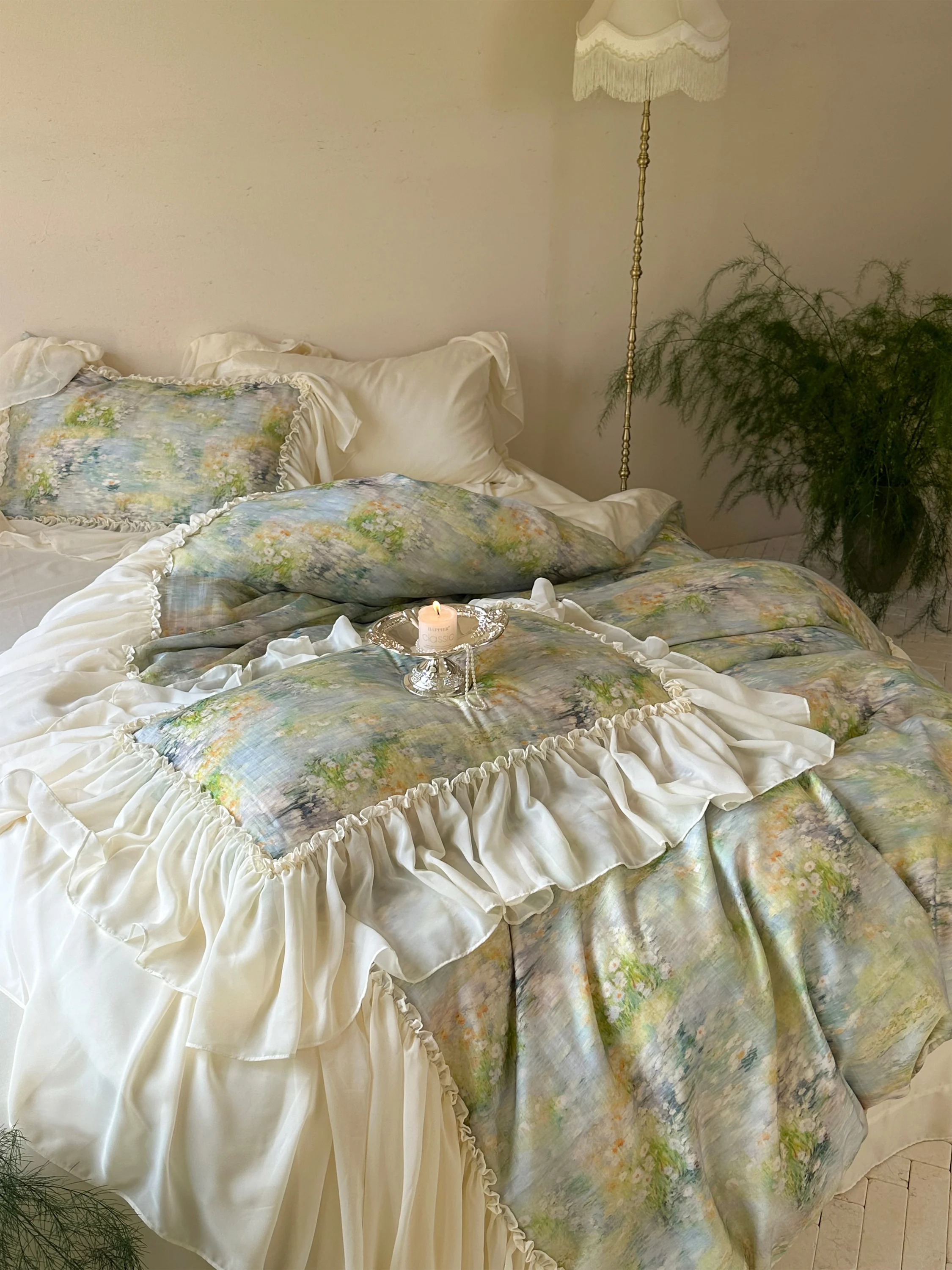 

Customizable silk cotton splash bed four-piece set girl fairy romance