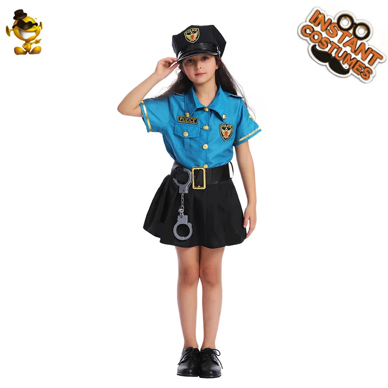 Children's Police Uniform Set Costume Party Clothing Hat Top Pants Belt Hallower Cosplay Props