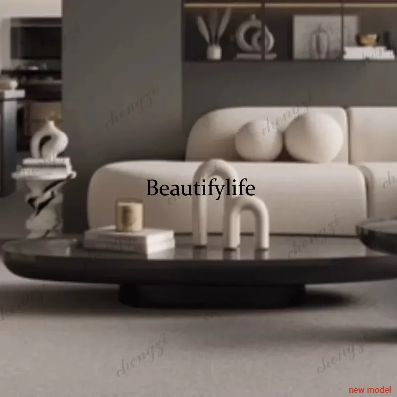 N138Simple Decorative Sedentary Table Design Oval Interior Large Decor Modern Coffee Table Designer Round Dark Living Room Furni