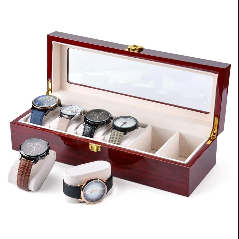 Wooden Paint Watch Box-6 Wide Watch Slots Watch Case,Jewelry Watch Display,Storage Organizer, Men's Gift -Business,Jewelry Box