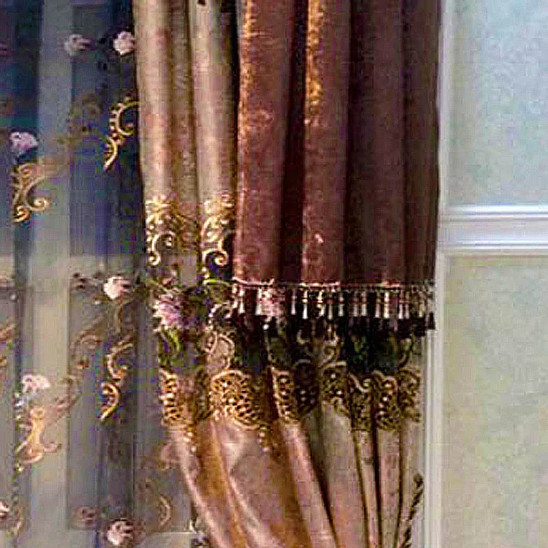 Brown Valance Euro Designer Dinning Window decorate Luxurious Embroidery Velvet elegant Best Quality Living Room kitchen curtain