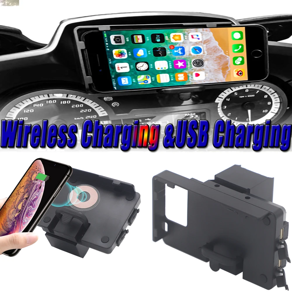 Suitable For BMW R1200RT R1250RT GPS Navigator USB Charger Mobile Phone Navigation Bracket 2 In 1 Fast Wireless Charging