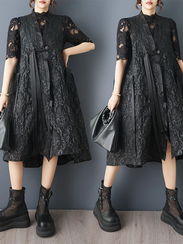 Authentic New Chinese Style Embroidered Vest Loose Long Outerwear Fashionable Versatile Women's Jacket Poly Fiber 2026 Autumn