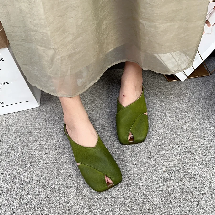 

Шлепанцы Birkuir женские с закрытым носком, натуральная кожа, низкий каблук, роскошные элегантные летние уличные тапочки, сланцы, сандалии