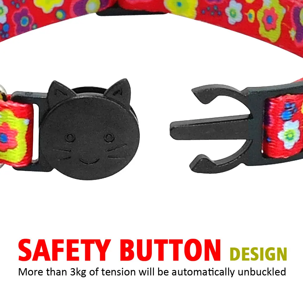 Cute Fruit Print Cat Collar With Bell Quick Release Safety Pet Cat Collars Breakaway Pet Kitten Necklace Cats Puppy Accessories