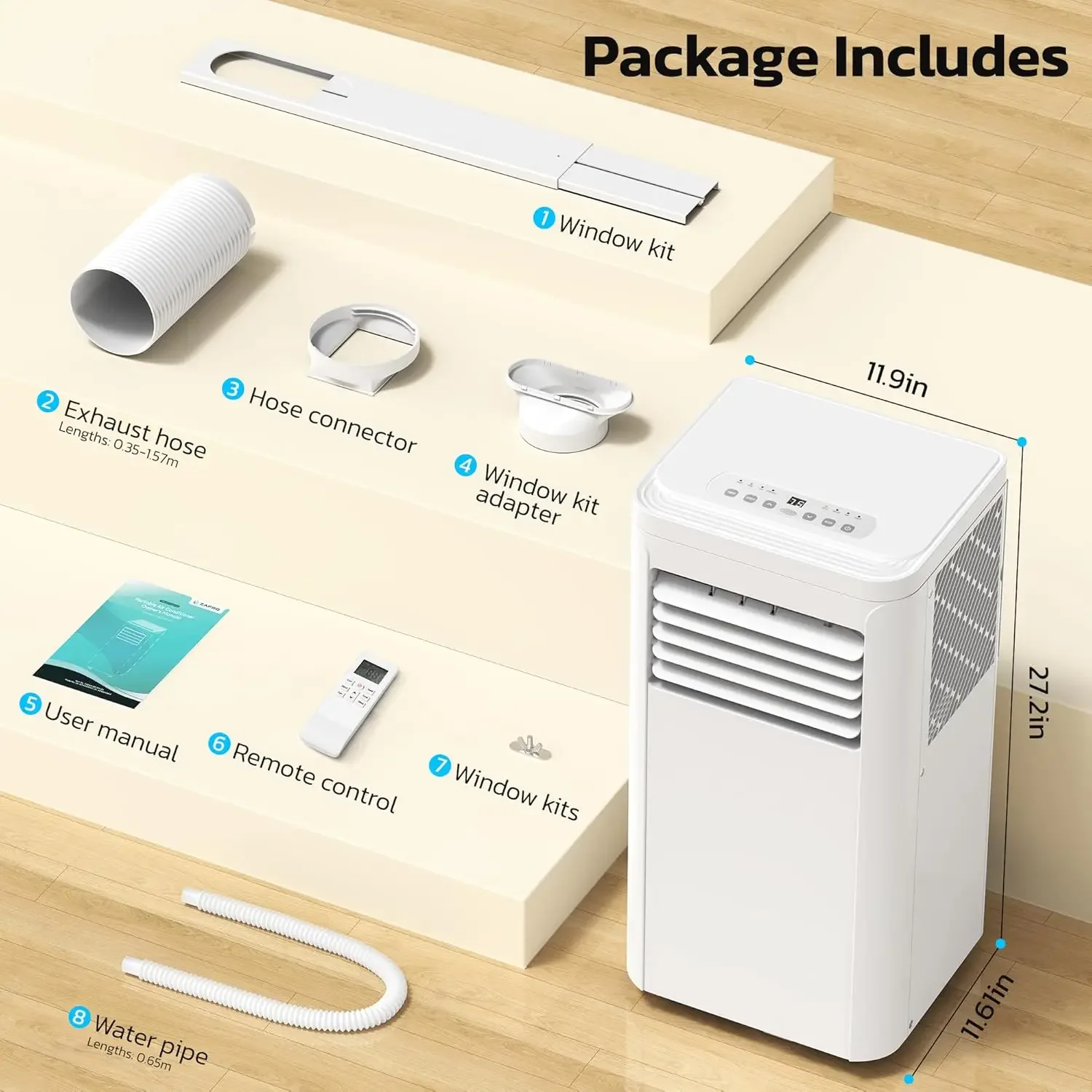 

8,000 BTU Portable Air Conditioners, 4 Modes Portable AC Unit with Fast Cooling/Energy Efficient/Remote/24Hrs Timer
