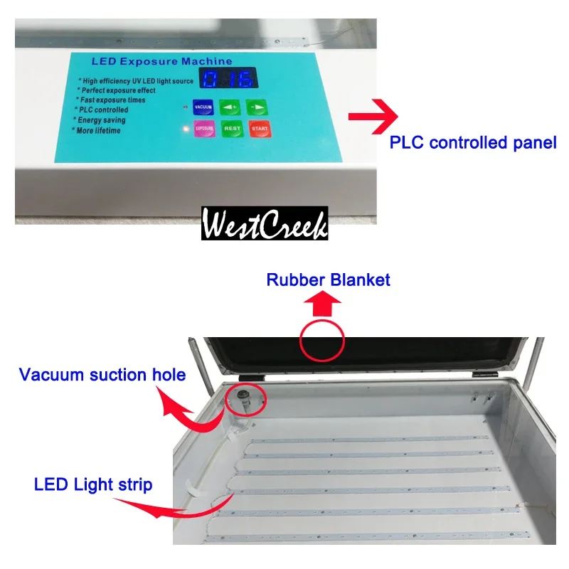 WESTCREEK 80W LED UV Vacuum Exposure Unit Digital Screen Printing Machine Making Plate Exposure Machine