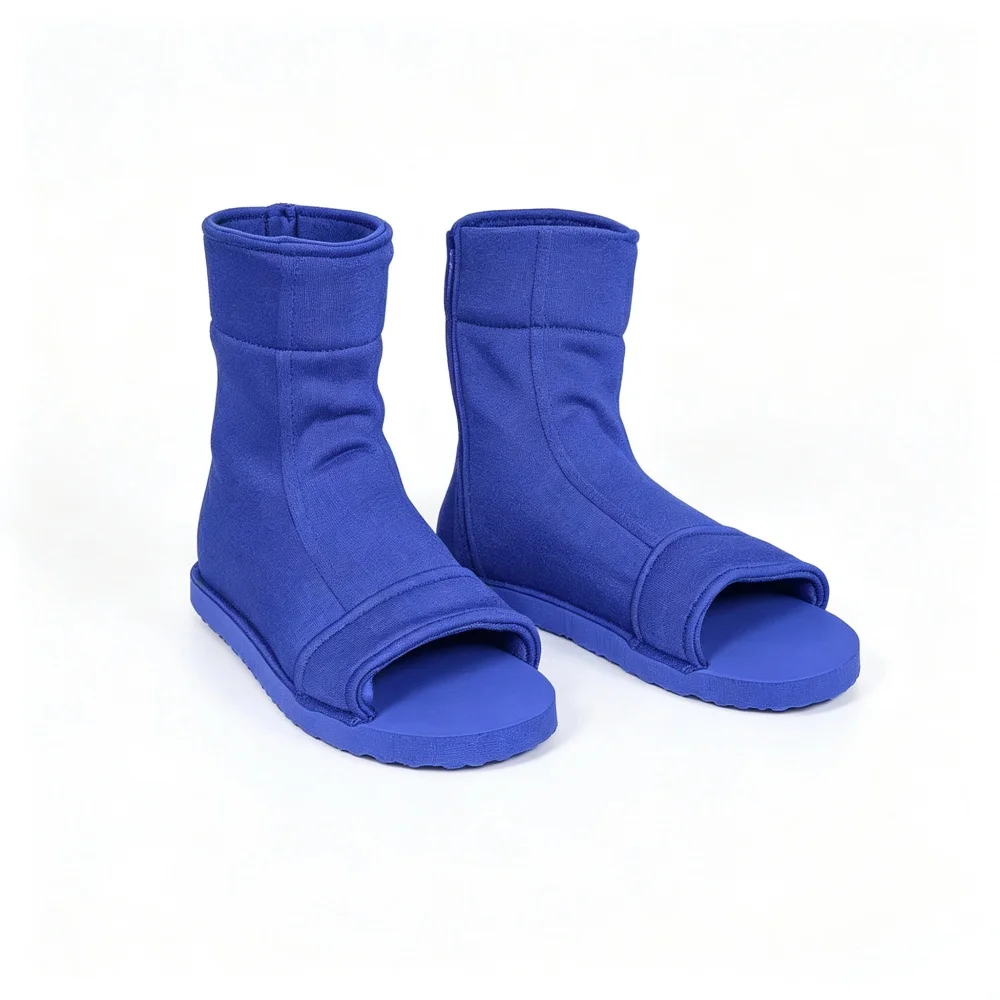 Side Zipper Open Toe Ninja Cosplay Boots Stretch Cloth Mid Calf Sandal Boots Anime Costume Footwear
