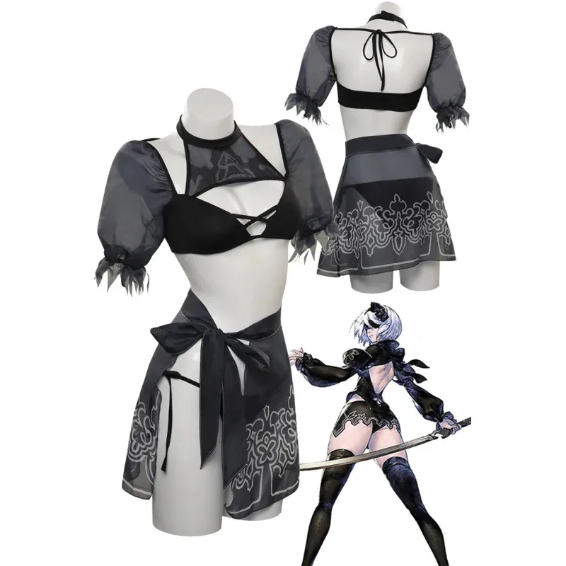 2025 22 YoRHa 2B Косплей Купальник Женский Костюм Аниме Игра NieR No 2 Type B Ролевая Игра Фантазия Наряды Необычные Платья Партия Ткань Di