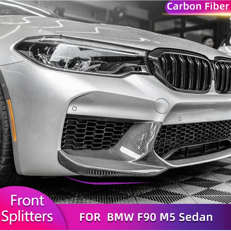 Carbon Fiber Front Bumper Splitters Lip for BMW F90 M5 Sedan 4-Door 2018 2019 Car Racing Front Splitters Apron Lip Body Kits