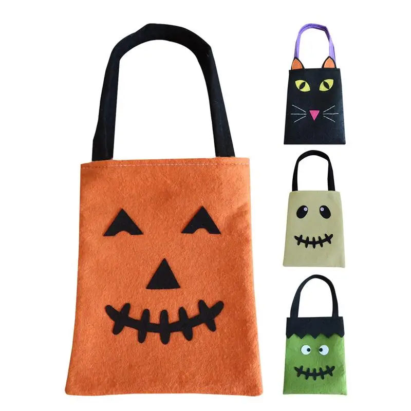 

Halloween Candy Bag Reusable Goodie Bags Witch Ghost Festival Pumpkin Bag With Handles Decoration Trick or Treat Party Favor