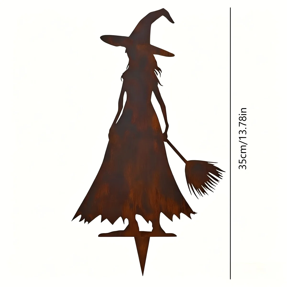 [Halloween Outdoor Holiday] 2D Flat Vintage Rust-Colored Witch Figure Ground Stake, Halloween Outdoor Yard Lawn Holiday