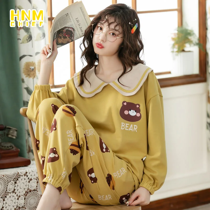 

Women Cartoon Pyjamas Sets Ladies Long Sleeve Sweet Casual Sleepwear Pajamas Set Women Turn-down Collar and Button Sleepwear