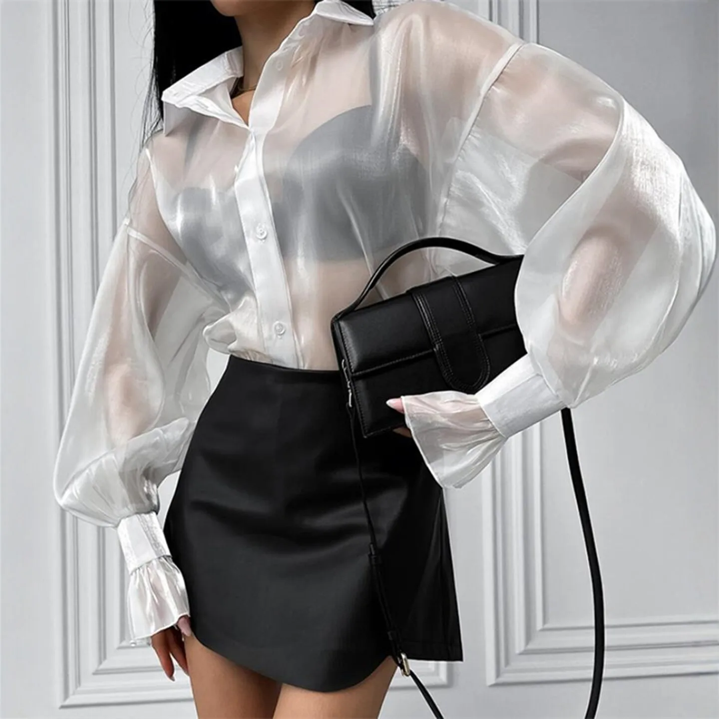 

Women's Shirt Jacket Outerwear Blouse Breathable Long Sleeve Casual Style Loose Fit Net Material Spring Summer Autumn Wear
