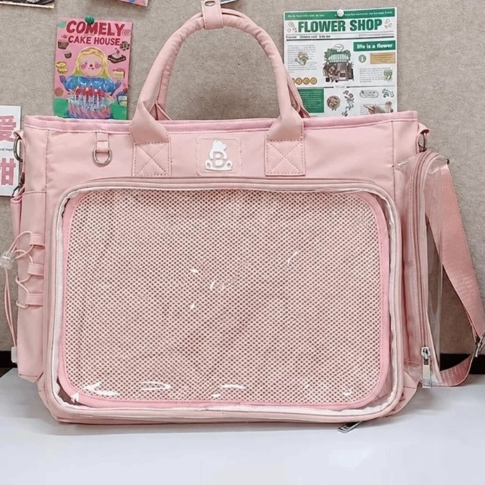 Square Shape Female Transparent Backpack Lightweight Large Capacity Multifunctional Shoulder Bag Versatile Adjustable Strap